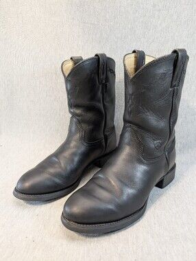 Ariat Heritage Roper Cowboy Boots Men's 8EE Black Full Grain Leather